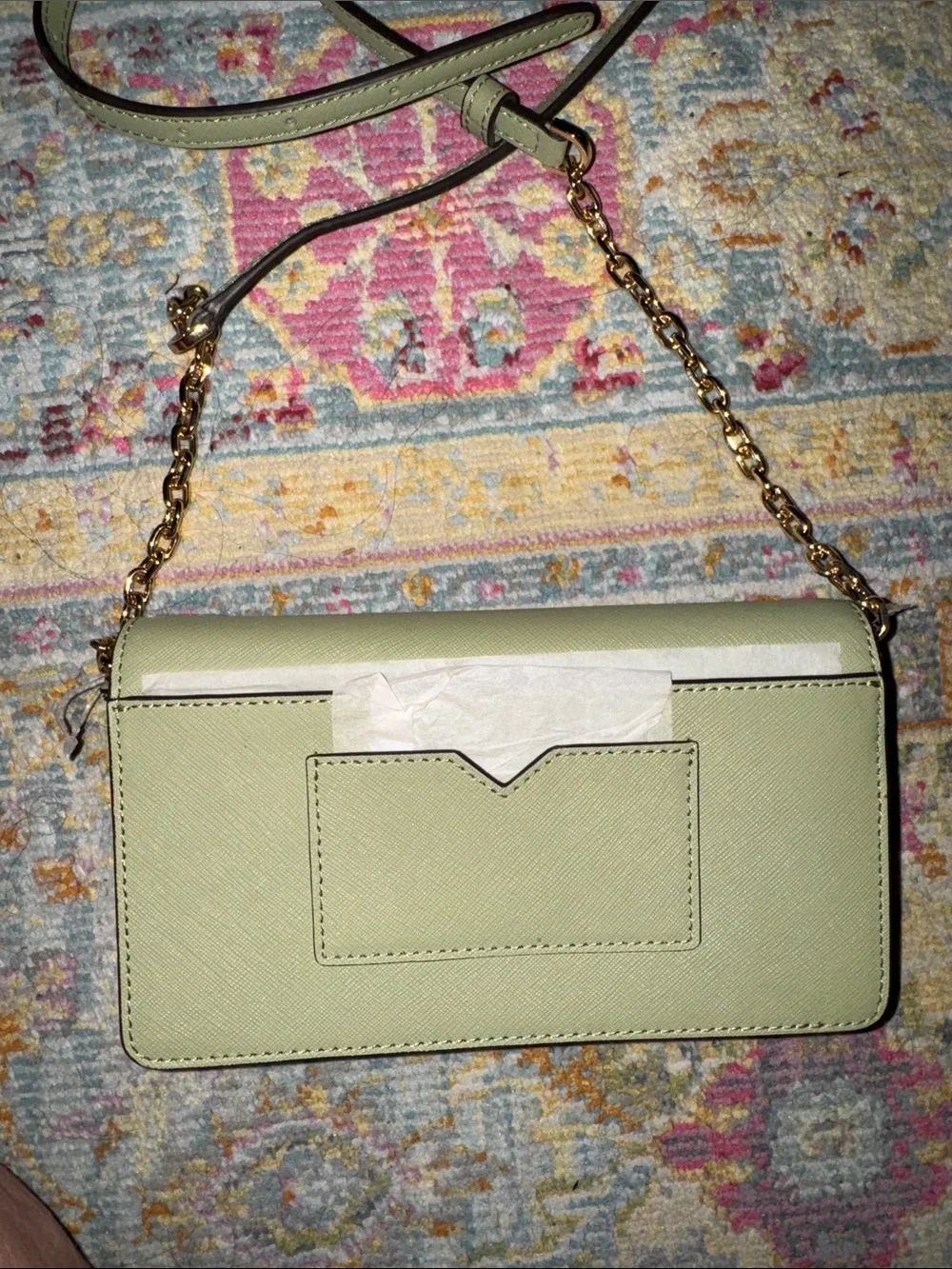 Michael Kors Mint Green Envelope Crossbody with Gold Chain